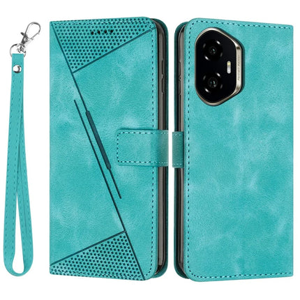 For Honor 300 Case Handbag Imprinted Triangle Leather Phone Cover - Green