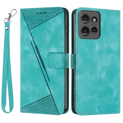Leather Case for Motorola Moto G Power (2025) / G Play (2025) 4G Phone Cover Imprinted Triangle - Green