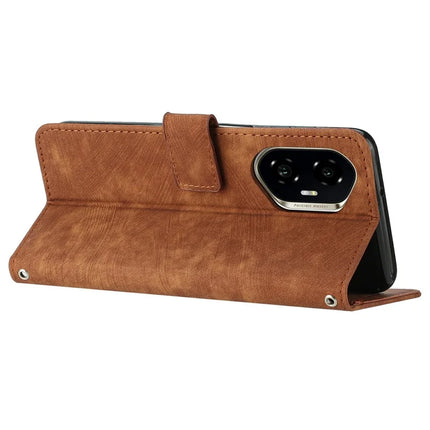 For Honor 300 Case Imprinted Lines Leather Phone Cover Folding Stand