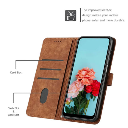For Honor 300 Case Imprinted Lines Leather Phone Cover Folding Stand