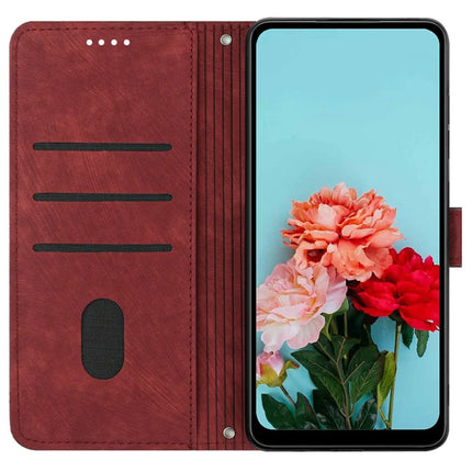 For Honor 300 Case Imprinted Lines Leather Phone Cover Folding Stand