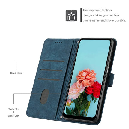 For Honor 300 Case Imprinted Lines Leather Phone Cover Folding Stand