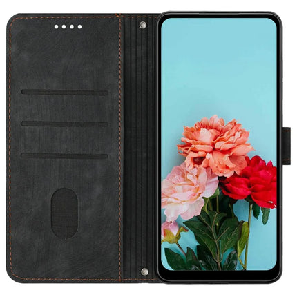 For Honor 300 Case Imprinted Lines Leather Phone Cover Folding Stand
