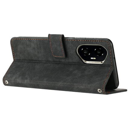For Honor 300 Case Imprinted Lines Leather Phone Cover Folding Stand