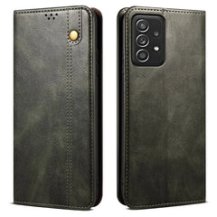 For Samsung Galaxy A52 4G / 5G / A52s 5G Case Crazy Horse Texture Waxy Leather Wallet Stand Phone Cover - Green