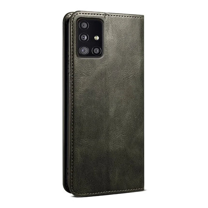 For Samsung Galaxy A21s Case Crazy Horse Texture Waxy Leather Wallet Stand Phone Cover