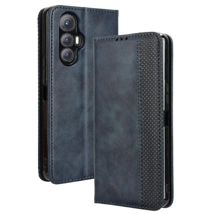 For Cubot Max 5 Leather Case Wallet Stand Retro Texture Phone Cover - Blue
