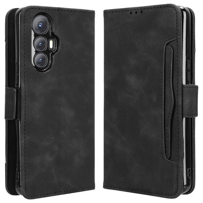 For Cubot Max 5 Leather Case Phone Wallet Cover with Multiple Card Slots - Black