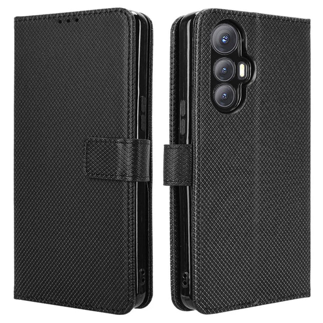 For Cubot Max 5 Case PU Leather Diamond Texture Wallet Phone Cover - Black