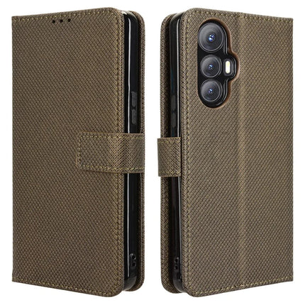 For Cubot Max 5 Case PU Leather Diamond Texture Wallet Phone Cover - Brown