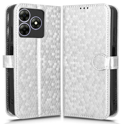 PU Leather Case For Blackview Wave 8  /  Wave 8C  /  Oscal Flat 2 Wallet Dot Pattern Imprint Phone Cover - Silver