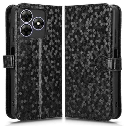 PU Leather Case For Blackview Wave 8  /  Wave 8C  /  Oscal Flat 2 Wallet Dot Pattern Imprint Phone Cover - Black