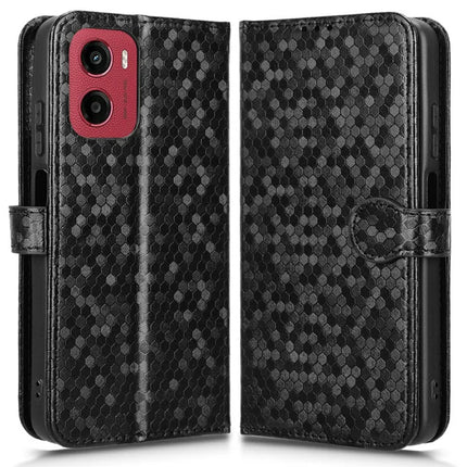 For Motorola Moto G05 4G  /  E15 4G Wallet Case Dot Pattern Imprint PU Leather Phone Cover - Black