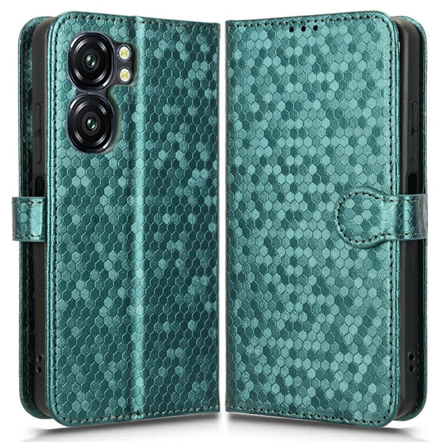For Oukitel C58 Pro  /  C58 Wallet Case Dot Pattern Imprint PU Leather Phone Cover - Green