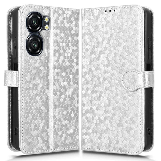 For Oukitel C58 Pro  /  C58 Wallet Case Dot Pattern Imprint PU Leather Phone Cover - Silver