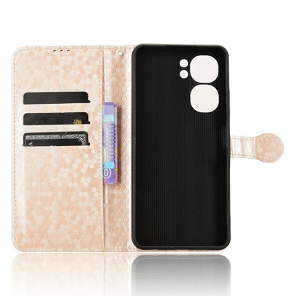 For Oukitel C58 Pro  /  C58 Wallet Case Dot Pattern Imprint PU Leather Phone Cover