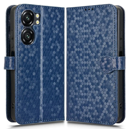 For Oukitel C58 Pro  /  C58 Wallet Case Dot Pattern Imprint PU Leather Phone Cover - Dark Blue