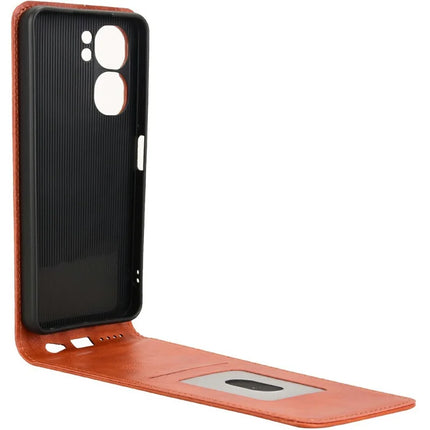 For Oukitel C58 Pro  /  C58 Case with Card Slot Magnetic Vertical Flip Leather Phone Cover