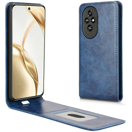 For Honor 200 5G Case with Card Slot Magnetic Vertical Flip Leather Phone Cover - Dark Blue