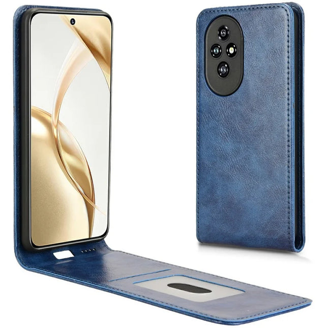 For Honor 200 5G Case with Card Slot Magnetic Vertical Flip Leather Phone Cover - Dark Blue