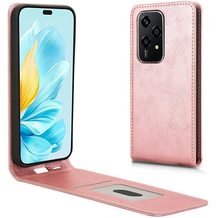 For Honor 200 Lite Case with Card Slot Magnetic Vertical Flip Leather Phone Cover - Rose Gold