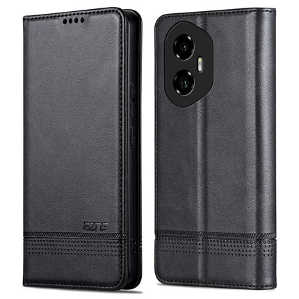 AZNS For Honor 300 Case Cowhide Texture PU Leather Wallet Phone Cover - Black