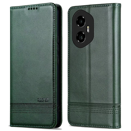AZNS For Honor 300 Case Cowhide Texture PU Leather Wallet Phone Cover - Green