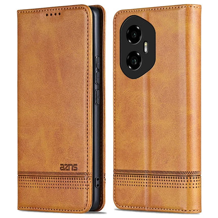 AZNS For Honor 300 Case Cowhide Texture PU Leather Wallet Phone Cover - Brown