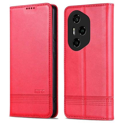 AZNS For Honor 300 Pro Case Cowhide Texture PU Leather Wallet Phone Cover - Red