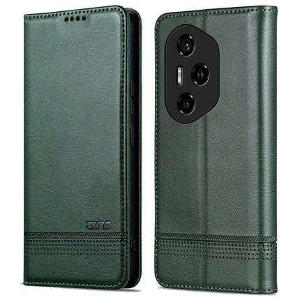AZNS For Honor 300 Pro Case Cowhide Texture PU Leather Wallet Phone Cover - Green