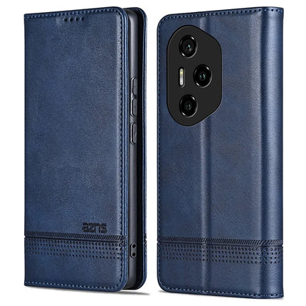 AZNS For Honor 300 Pro Case Cowhide Texture PU Leather Wallet Phone Cover - Blue