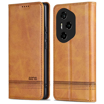 AZNS For Honor 300 Pro Case Cowhide Texture PU Leather Wallet Phone Cover - Brown