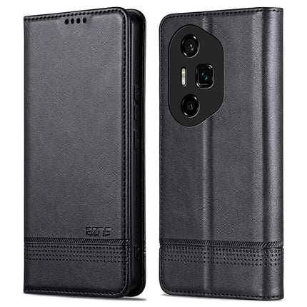 AZNS For Honor 300 Ultra Case Cowhide Texture PU Leather Wallet Phone Cover - Black
