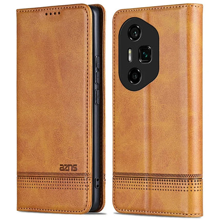 AZNS For Honor 300 Ultra Case Cowhide Texture PU Leather Wallet Phone Cover - Brown