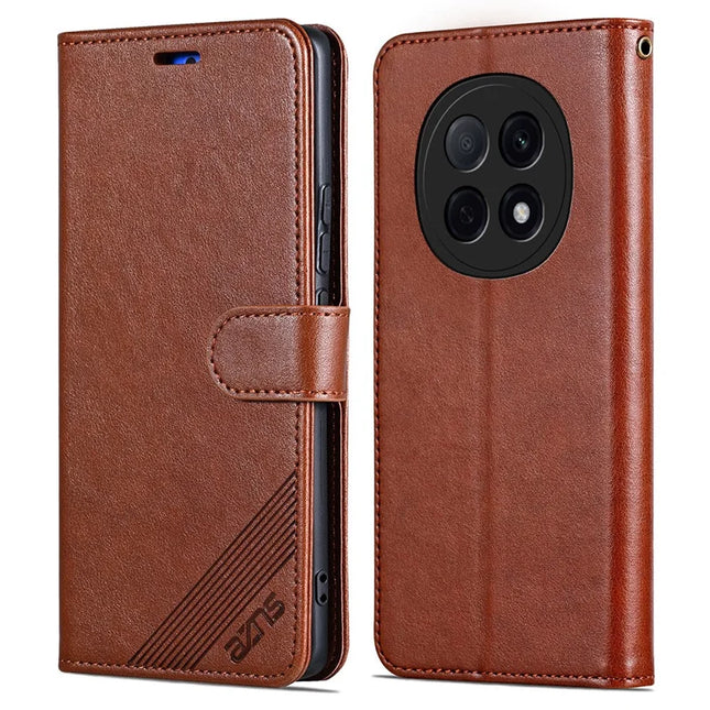 AZNS For Oppo A5 Pro 5G Case Anti-Scratch PU Leather Stand Wallet Phone Cover - Brown