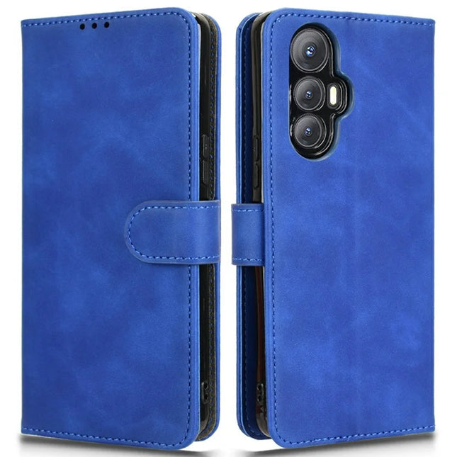 For Cubot Max 5 Leather Case Skin Feel Anti Drop Wallet Flip Phone Cover - Blue