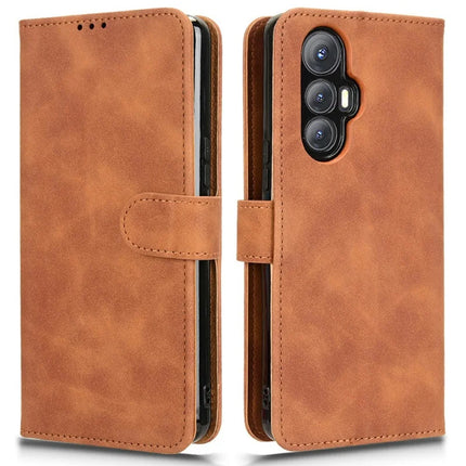 For Cubot Max 5 Leather Case Skin Feel Anti Drop Wallet Flip Phone Cover - Brown