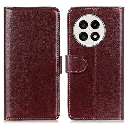 For OnePlus 13R 5G / Ace 5 5G Case Crazy Horse Texture PU Leather Phone Stand Cover - Brown