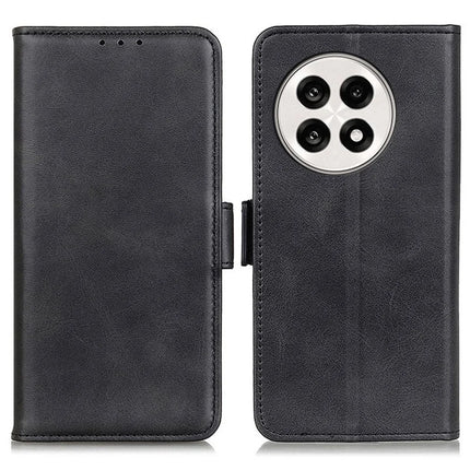 For OnePlus 13R 5G / Ace 5 5G Case Stand Cowhide Texture PU Leather Phone Cover - Black