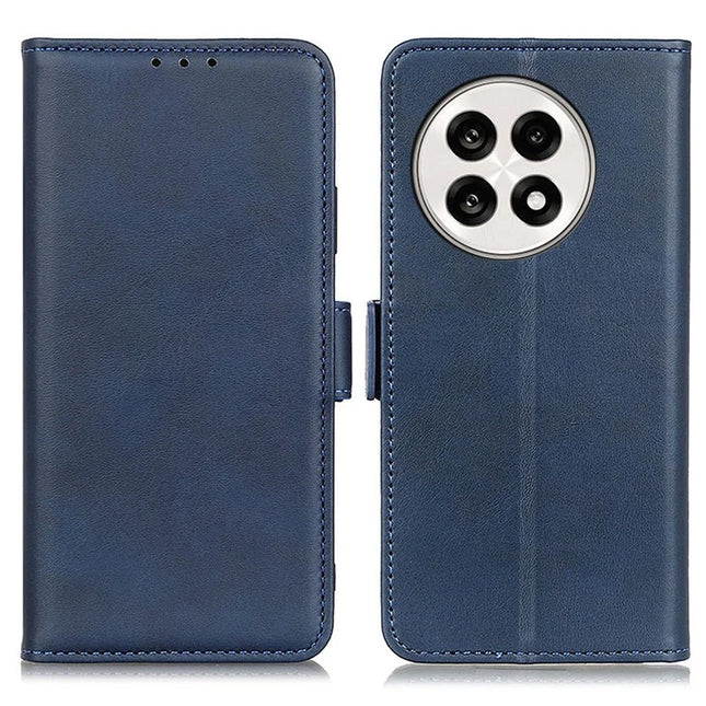 For OnePlus 13R 5G / Ace 5 5G Case Stand Cowhide Texture PU Leather Phone Cover - Blue