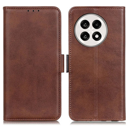 For OnePlus 13R 5G / Ace 5 5G Case Stand Cowhide Texture PU Leather Phone Cover - Brown