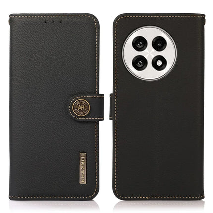 KHAZNEH Wallet Case for OnePlus 13R 5G / Ace 5 5G / Ace 5 Pro 5G Genuine Cow Leather Phone Cover - Black