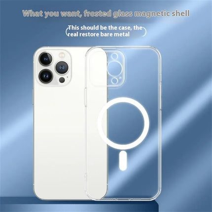 For iPhone 16 Pro Matte Case Compatible with MagSafe TPU + Tempered Glass Back Phone Cover Built In Lens Film