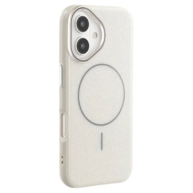 For iPhone 16 Case Compatible with MagSafe Glitter Design IMD TPU + PC Phone Back Cover - Grey