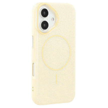 For iPhone 16 Case Compatible with MagSafe Glitter Design IMD TPU + PC Phone Back Cover - Yellow