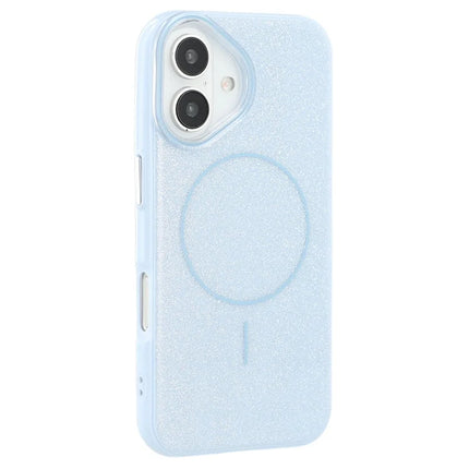 For iPhone 16 Case Compatible with MagSafe Glitter Design IMD TPU + PC Phone Back Cover - Blue