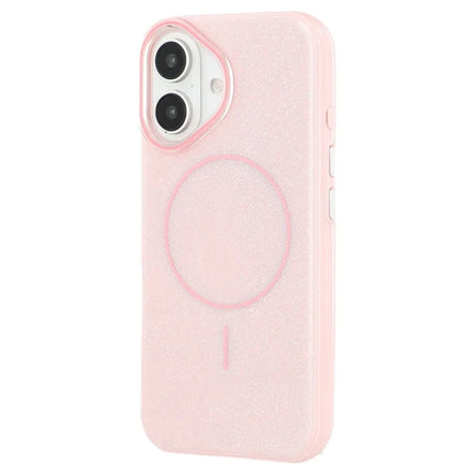 For iPhone 16 Case Compatible with MagSafe Glitter Design IMD TPU + PC Phone Back Cover