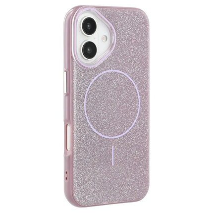 For iPhone 16 Case Compatible with MagSafe Glitter Design IMD TPU + PC Phone Back Cover - Purple