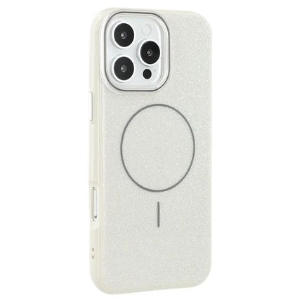 For iPhone 16 Pro Max Case Compatible with MagSafe Glitter Design IMD TPU + PC Phone Back Cover - Grey