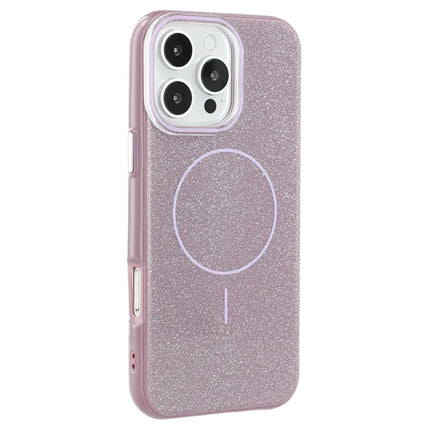 For iPhone 16 Pro Max Case Compatible with MagSafe Glitter Design IMD TPU + PC Phone Back Cover - Purple